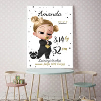 Personalizuota Mergaitės Gimimo Metrikų Iliustracija, plakatas su rėmeliu  Customizer -  dovanokis.lt