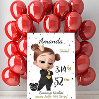 Personalizuota Mergaitės Gimimo Metrikų Iliustracija ant drobės  Drobe -  dovanokis.lt