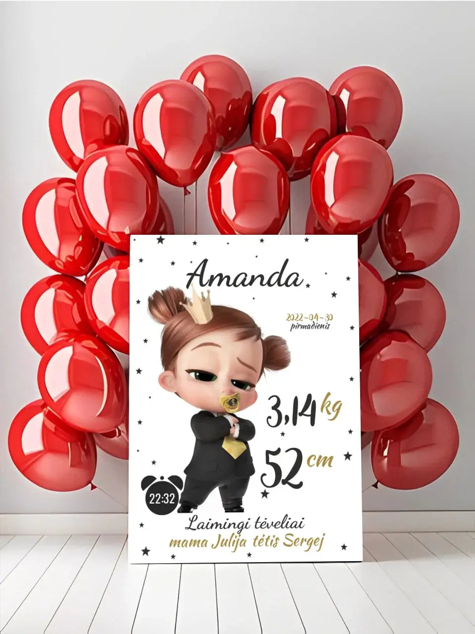 Personalizuota Mergaitės Gimimo Metrikų Iliustracija ant drobės  Drobe -  dovanokis.lt