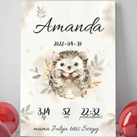 Personalizuota Mergaitės Gimimo Metrikų Iliustracija ant drobės  Drobe -  dovanokis.lt