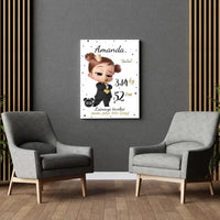 Personalizuota Mergaitės Gimimo Metrikų Iliustracija ant drobės  Drobe -  dovanokis.lt