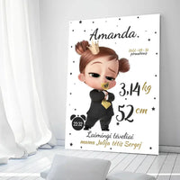 Personalizuota Mergaitės Gimimo Metrikų Iliustracija ant drobės  Drobe -  dovanokis.lt