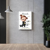 Personalizuota Mergaitės Gimimo Metrikų Iliustracija ant drobės  Drobe -  dovanokis.lt