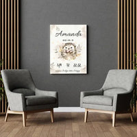 Personalizuota Mergaitės Gimimo Metrikų Iliustracija ant drobės  Drobe -  dovanokis.lt