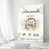 Personalizuota Mergaitės Gimimo Metrikų Iliustracija ant drobės  Drobe -  dovanokis.lt