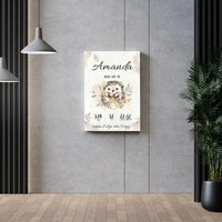 Personalizuota Mergaitės Gimimo Metrikų Iliustracija ant drobės  Drobe -  dovanokis.lt