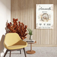 Personalizuota Mergaitės Gimimo Metrikų Iliustracija ant drobės  Drobe -  dovanokis.lt