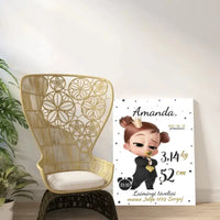 Personalizuota Mergaitės Gimimo Metrikų Iliustracija ant drobės  Drobe -  dovanokis.lt