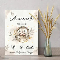 Personalizuota Mergaitės Gimimo Metrikų Iliustracija ant drobės  Drobe -  dovanokis.lt