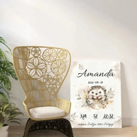 Personalizuota Mergaitės Gimimo Metrikų Iliustracija ant drobės  Drobe -  dovanokis.lt