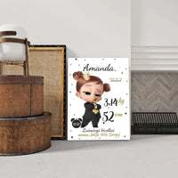 Personalizuota Mergaitės Gimimo Metrikų Iliustracija ant drobės  Drobe -  dovanokis.lt