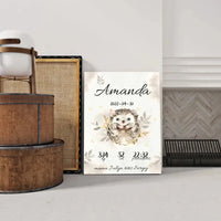 Personalizuota Mergaitės Gimimo Metrikų Iliustracija ant drobės  Drobe -  dovanokis.lt