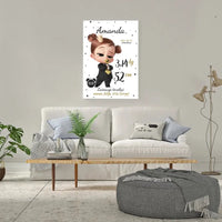 Personalizuota Mergaitės Gimimo Metrikų Iliustracija ant drobės  Drobe -  dovanokis.lt