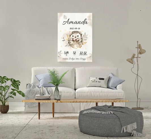 Personalizuota Mergaitės Gimimo Metrikų Iliustracija ant drobės  Drobe -  dovanokis.lt