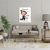 Personalizuota Mergaitės Gimimo Metrikų Iliustracija ant drobės  Drobe -  dovanokis.lt