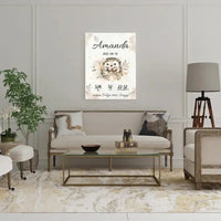 Personalizuota Mergaitės Gimimo Metrikų Iliustracija ant drobės  Drobe -  dovanokis.lt