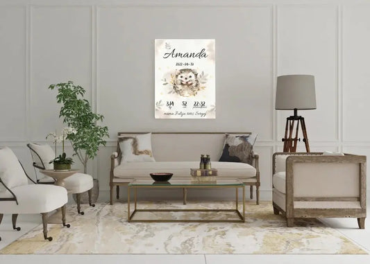 Personalizuota Mergaitės Gimimo Metrikų Iliustracija ant drobės  Drobe -  dovanokis.lt