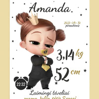 Personalizuota Mergaitės Gimimo Metrikų Iliustracija ant drobės  Drobe -  dovanokis.lt