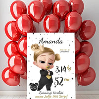 Personalizuota Mergaitės Gimimo Metrikų Iliustracija ant drobės  Drobe -  dovanokis.lt