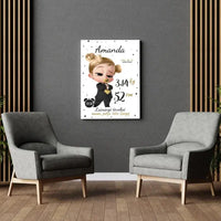 Personalizuota Mergaitės Gimimo Metrikų Iliustracija ant drobės  Drobe -  dovanokis.lt