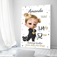 Personalizuota Mergaitės Gimimo Metrikų Iliustracija ant drobės  Drobe -  dovanokis.lt