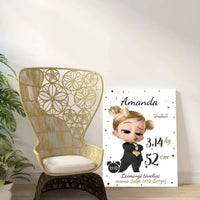 Personalizuota Mergaitės Gimimo Metrikų Iliustracija ant drobės  Drobe -  dovanokis.lt