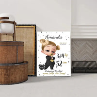 Personalizuota Mergaitės Gimimo Metrikų Iliustracija ant drobės  Drobe -  dovanokis.lt