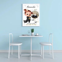 Personalizuota Mergaitės Gimimo Metrikų Iliustracija, plakatas su rėmeliu  Customizer -  dovanokis.lt