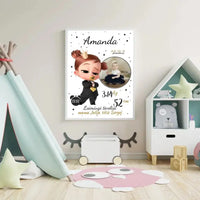 Personalizuota Mergaitės Gimimo Metrikų Iliustracija, plakatas su rėmeliu  Customizer -  dovanokis.lt