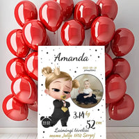 Personalizuota Mergaitės Gimimo Metrikų Iliustracija ant drobės  Drobe -  dovanokis.lt