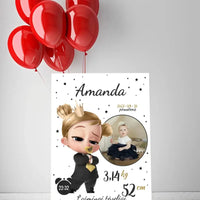 Personalizuota Mergaitės Gimimo Metrikų Iliustracija ant drobės  Drobe -  dovanokis.lt