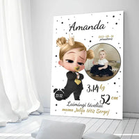 Personalizuota Mergaitės Gimimo Metrikų Iliustracija ant drobės  Drobe -  dovanokis.lt