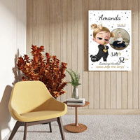 Personalizuota Mergaitės Gimimo Metrikų Iliustracija ant drobės  Drobe -  dovanokis.lt