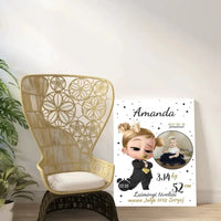 Personalizuota Mergaitės Gimimo Metrikų Iliustracija ant drobės  Drobe -  dovanokis.lt