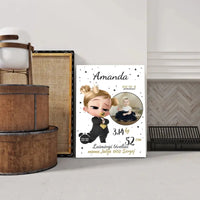 Personalizuota Mergaitės Gimimo Metrikų Iliustracija ant drobės  Drobe -  dovanokis.lt