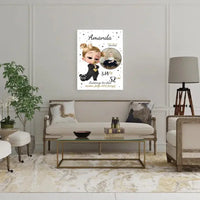 Personalizuota Mergaitės Gimimo Metrikų Iliustracija ant drobės  Drobe -  dovanokis.lt