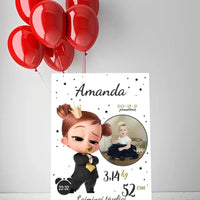 Personalizuota Mergaitės Gimimo Metrikų Iliustracija ant drobės  Drobe -  dovanokis.lt