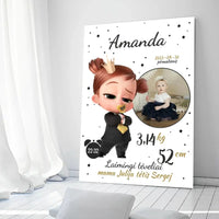 Personalizuota Mergaitės Gimimo Metrikų Iliustracija ant drobės  Drobe -  dovanokis.lt