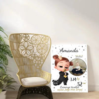 Personalizuota Mergaitės Gimimo Metrikų Iliustracija ant drobės  Drobe -  dovanokis.lt