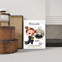 Personalizuota Mergaitės Gimimo Metrikų Iliustracija ant drobės  Drobe -  dovanokis.lt