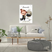 Personalizuota Mergaitės Gimimo Metrikų Iliustracija ant drobės  Drobe -  dovanokis.lt