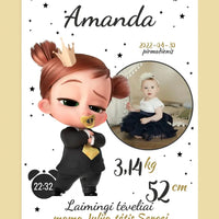 Personalizuota Mergaitės Gimimo Metrikų Iliustracija ant drobės  Drobe -  dovanokis.lt