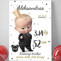 Personalizuota Berniuko Gimimo Metrikų Iliustracija ant drobės  Drobe -  dovanokis.lt