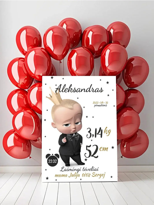 Personalizuota Berniuko Gimimo Metrikų Iliustracija ant drobės  Drobe -  dovanokis.lt