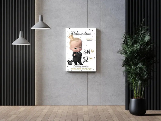 Personalizuota Berniuko Gimimo Metrikų Iliustracija ant drobės  Drobe -  dovanokis.lt