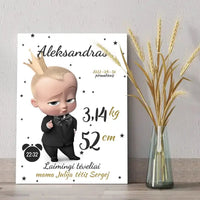 Personalizuota Berniuko Gimimo Metrikų Iliustracija ant drobės  Drobe -  dovanokis.lt