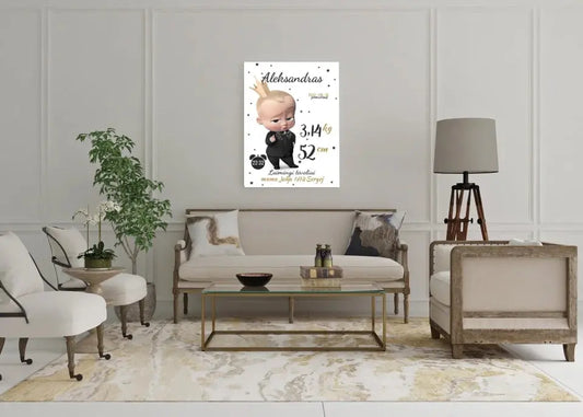 Personalizuota Berniuko Gimimo Metrikų Iliustracija ant drobės  Drobe -  dovanokis.lt