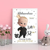 Personalizuota Berniuko Gimimo Metrikų Iliustracija, plakatas su rėmeliu  Customizer -  dovanokis.lt