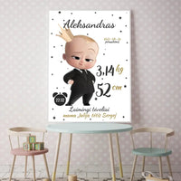Personalizuota Berniuko Gimimo Metrikų Iliustracija, plakatas su rėmeliu  Customizer -  dovanokis.lt