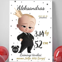 Personalizuota Berniuko Gimimo Metrikų Iliustracija ant drobės  Drobe -  dovanokis.lt
